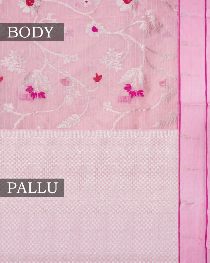 Baby Pink Handwoven Pure Zari Kota Saree - TSH5074