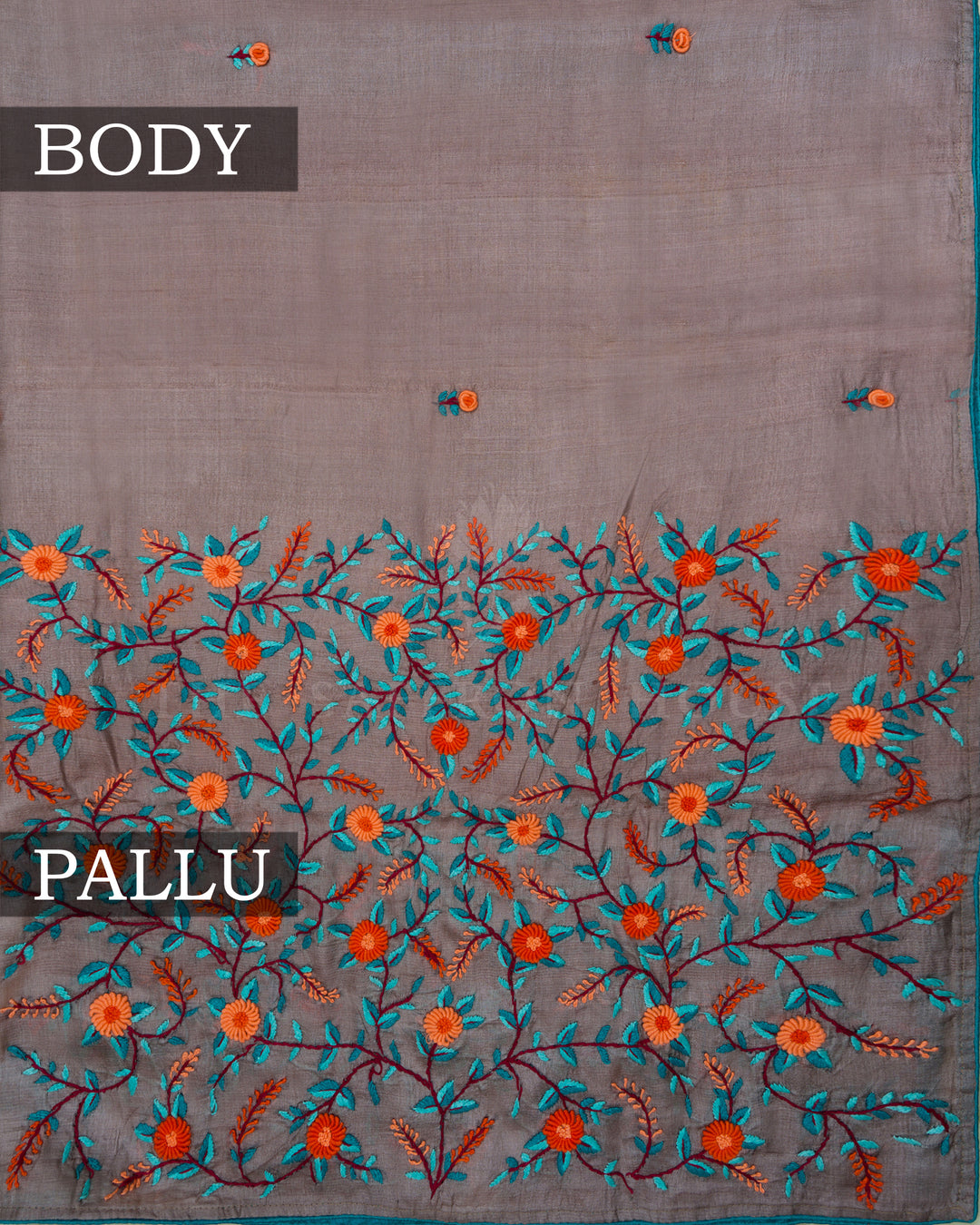 Dark Grey Handwoven Tussar Silk Saree - TSH846002