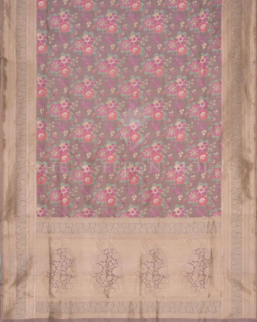 Dusty Mauve Handwoven Katan Silk Banarasi Saree - TSH250559
