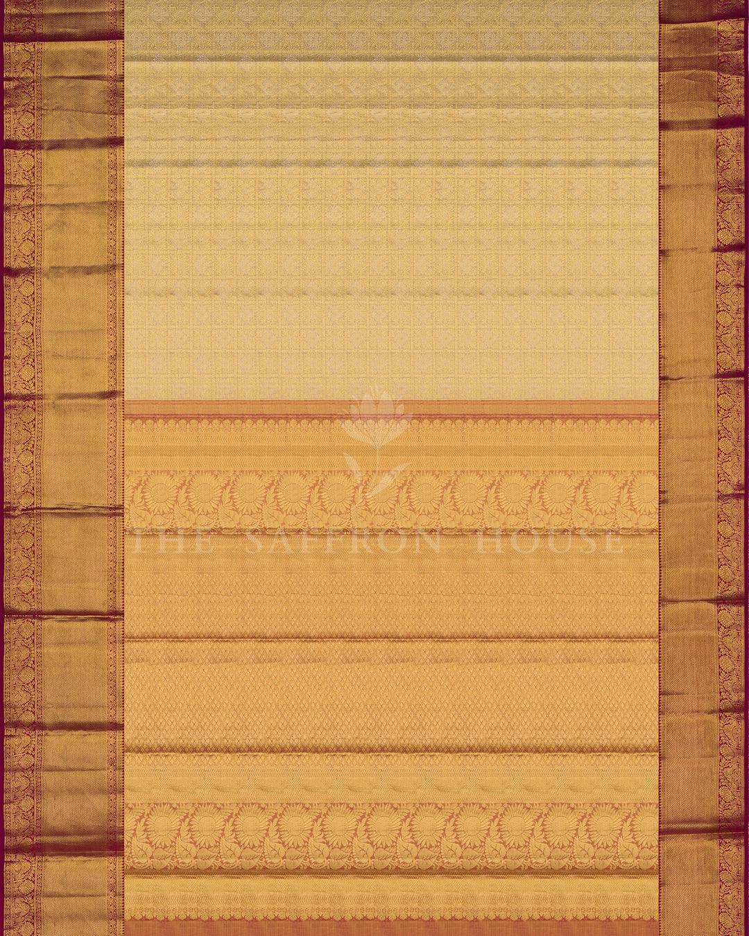 Handloom Kanjivaram Tissue Silk Saree in Gold And Rasberry Pink - TSH250247