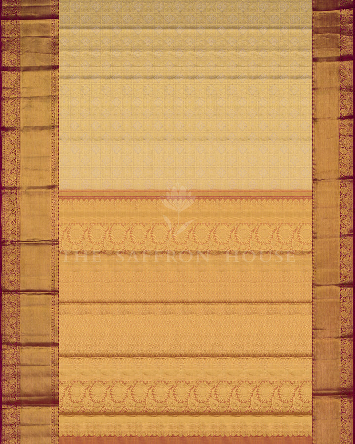 Handloom Kanjivaram Tissue Silk Saree in Gold And Rasberry Pink - TSH250247