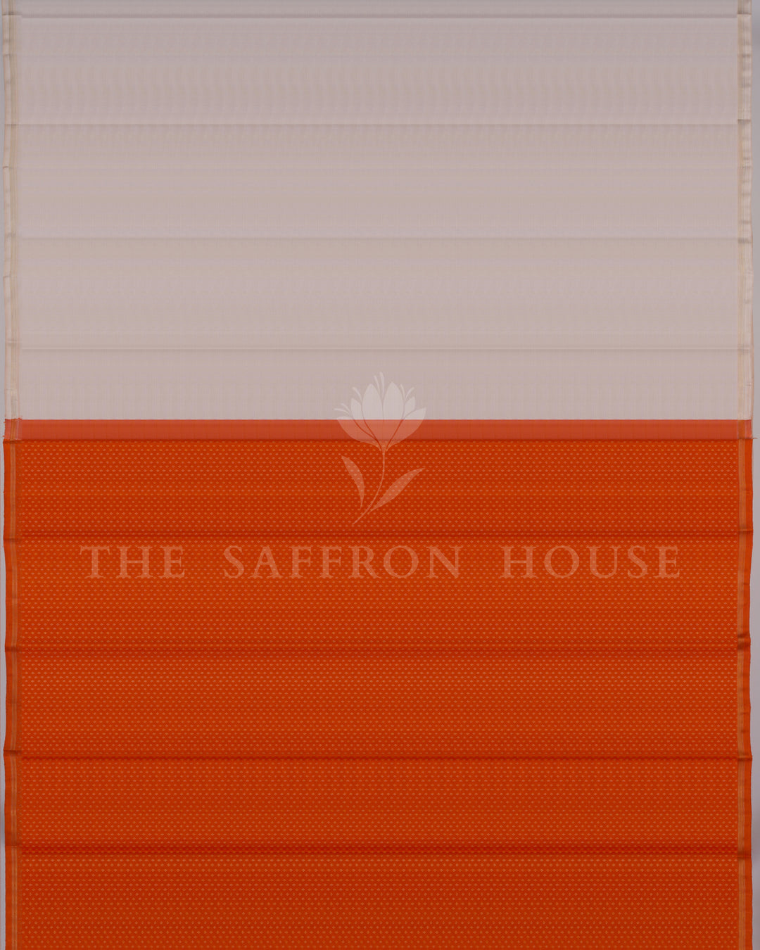 White And Orange Handwoven Half-and-Half Pure Kanjivaram Silk Saree - TSH250192