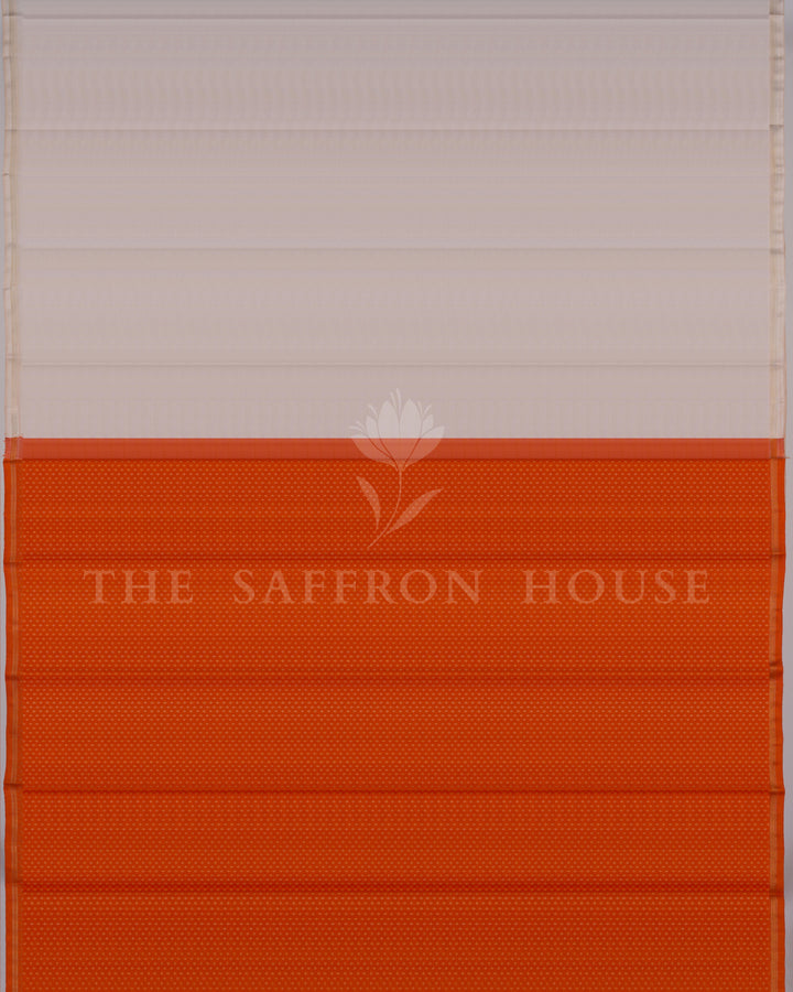 White And Orange Handwoven Half-and-Half Pure Kanjivaram Silk Saree - TSH250192