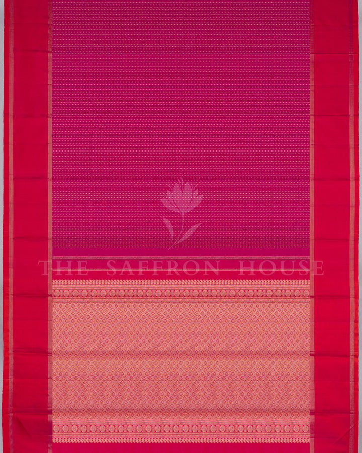 Handloom Kanjivaram Silk Saree in Rani Pink And Fuchsia Pink - TSH250185