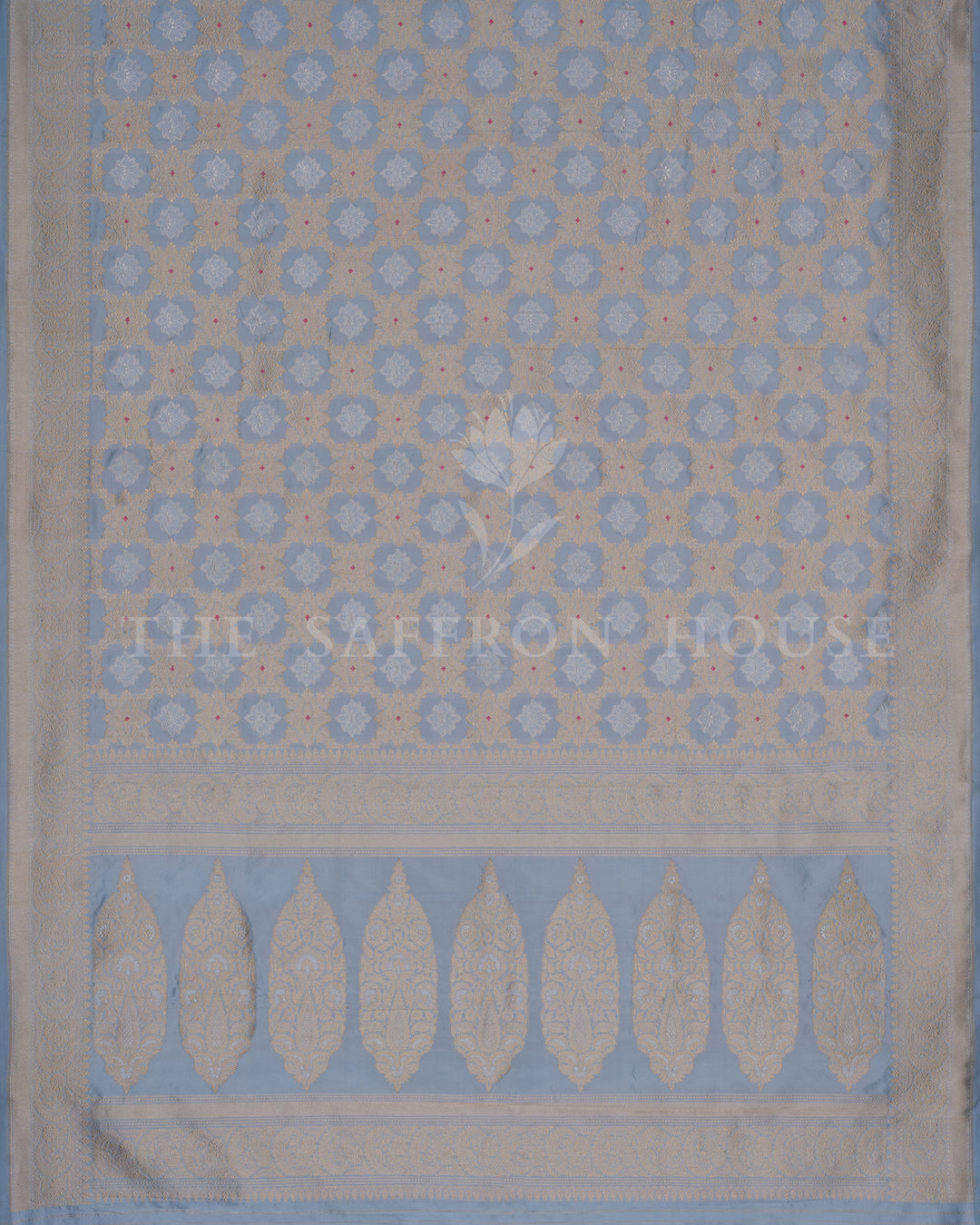 Sky Blue Handwoven Katan Silk Banarasi Saree - TSH250567