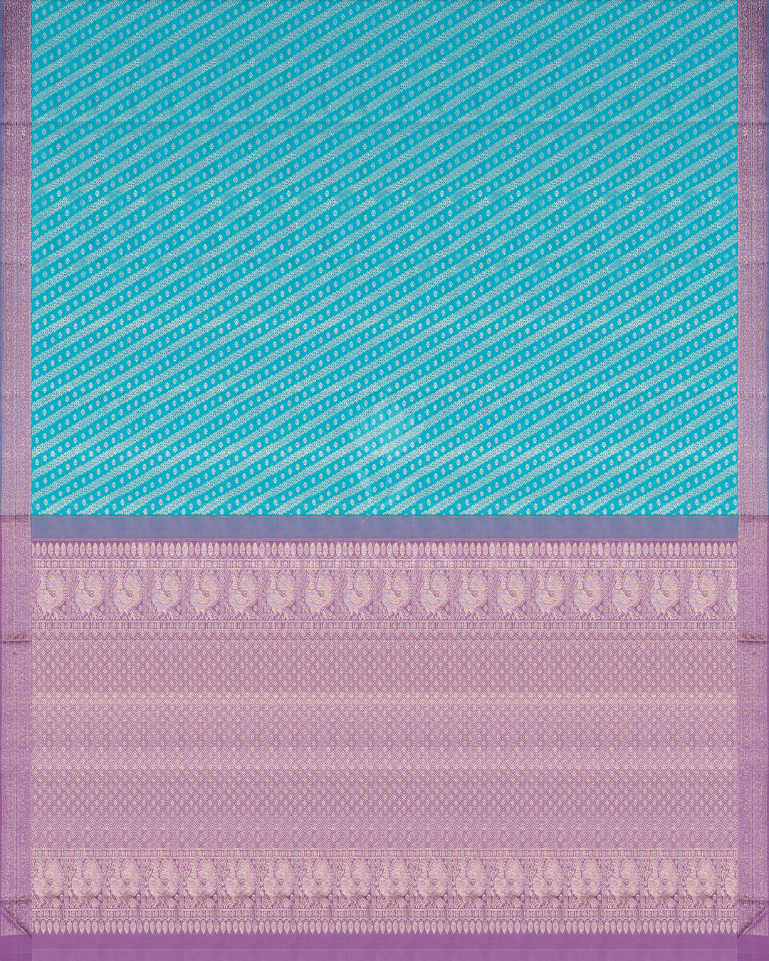 Turquoise Blue And Lilac Handwoven Kanjivaram Silk Saree - TSH250123