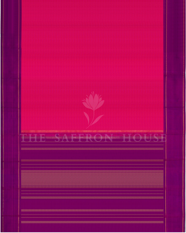 Bright Magenta Pink And Purple Handwoven Kanjivaram Silk Saree - TSH250135