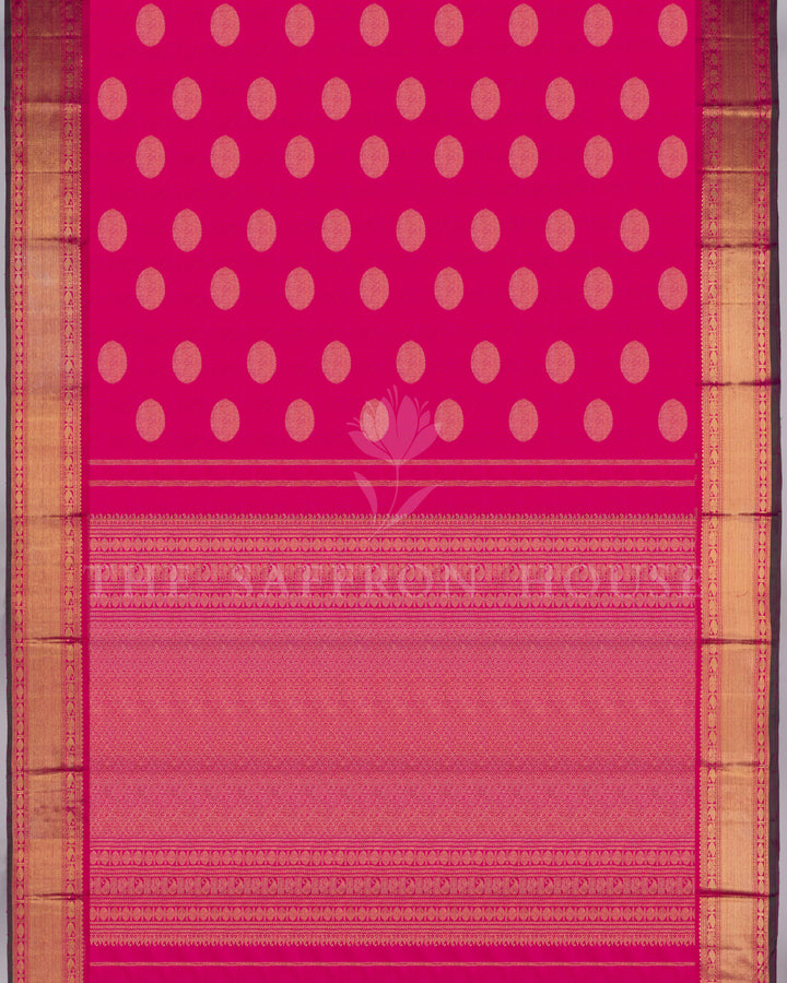 Fuchsia Pink Handwoven Pure Kanjivaram Silk Saree - TSH250116