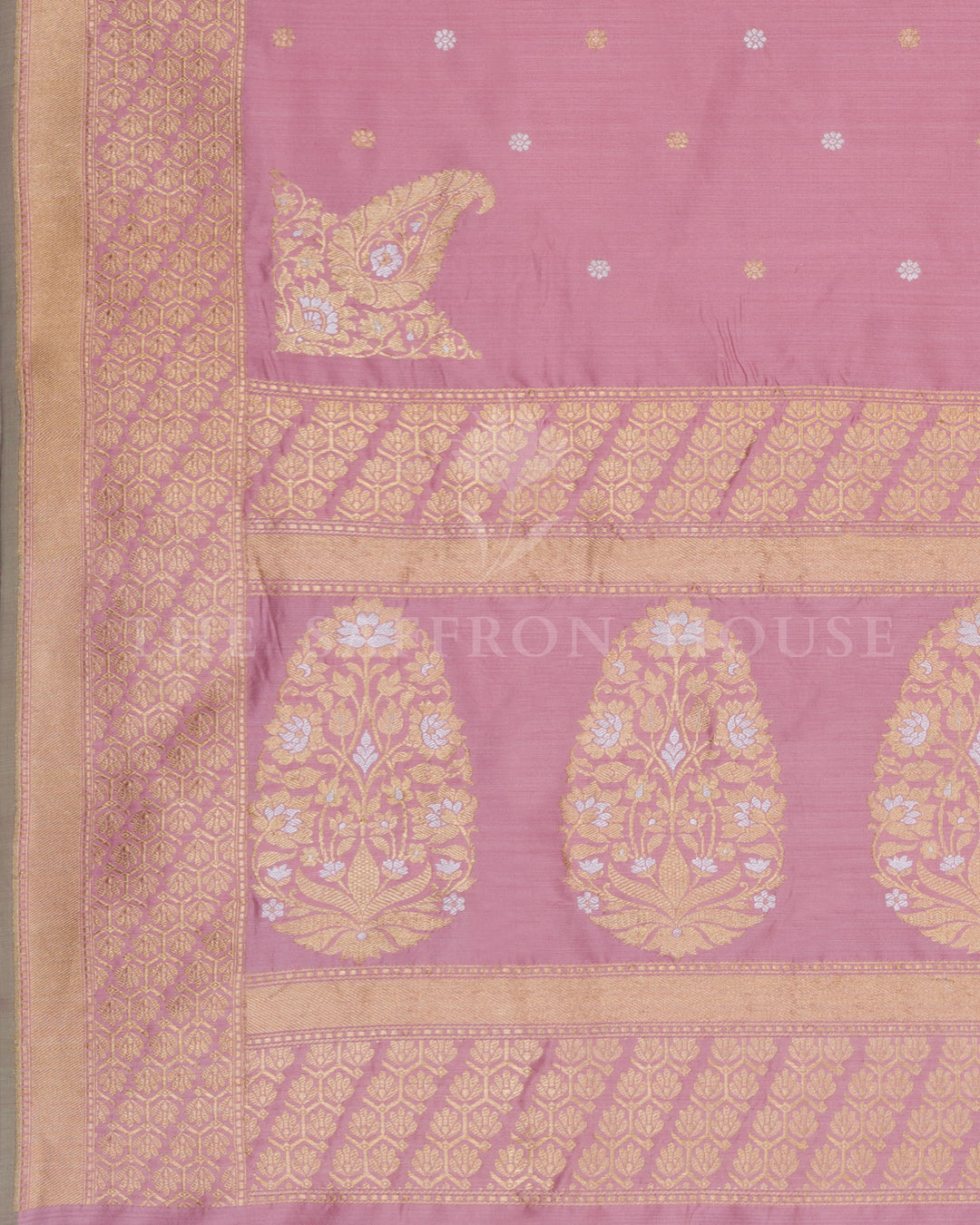 Rosewood Pink Handwoven Katan Banarasi Saree - TSH000033