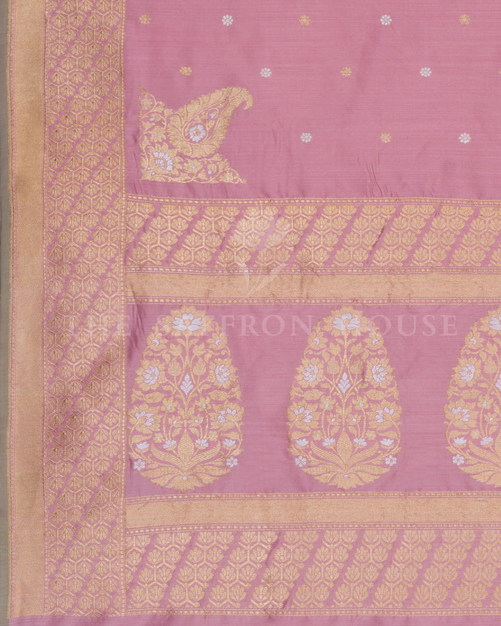 Rosewood Pink Handwoven Katan Banarasi Saree - TSH000033