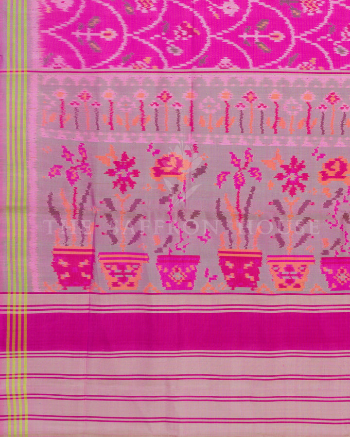 Fuchsia Handwoven Single Ikat Patola Saree - TSH6016
