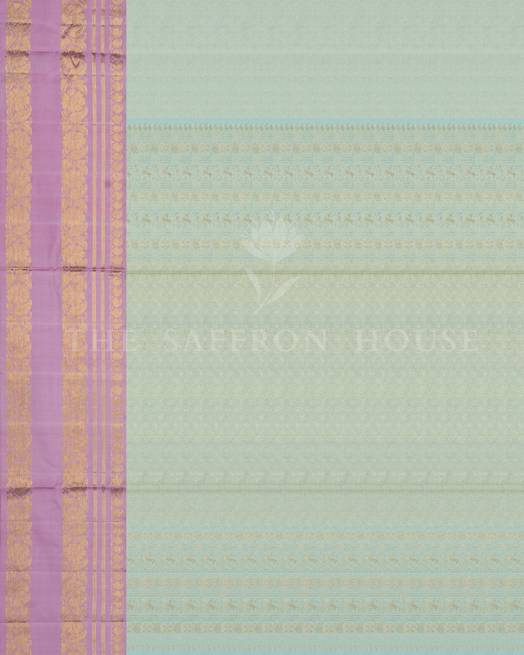 Mint Handwoven Pure Silk Kanjivaram Saree with Ganga Jamuna Border - TSH250131
