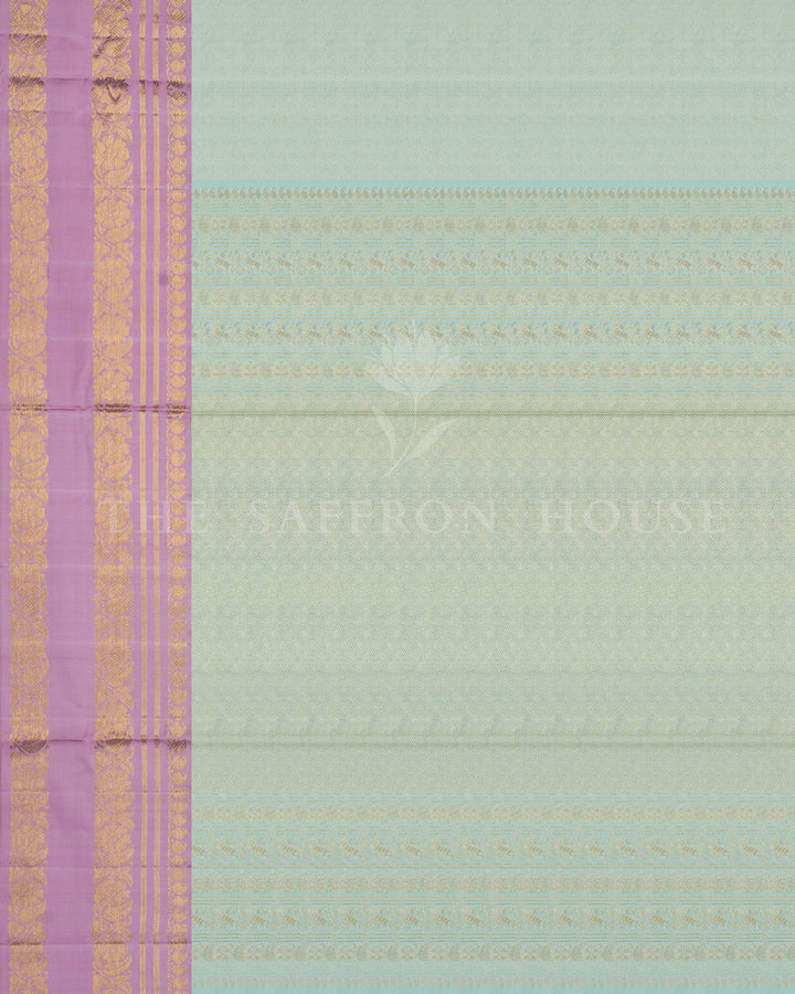 Mint Handwoven Pure Silk Kanjivaram Saree with Ganga Jamuna Border - TSH250131