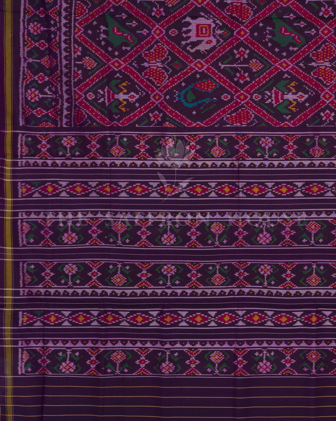 Aubergine Handwoven Rajkot Single Ikat Patola Saree - TSH6014