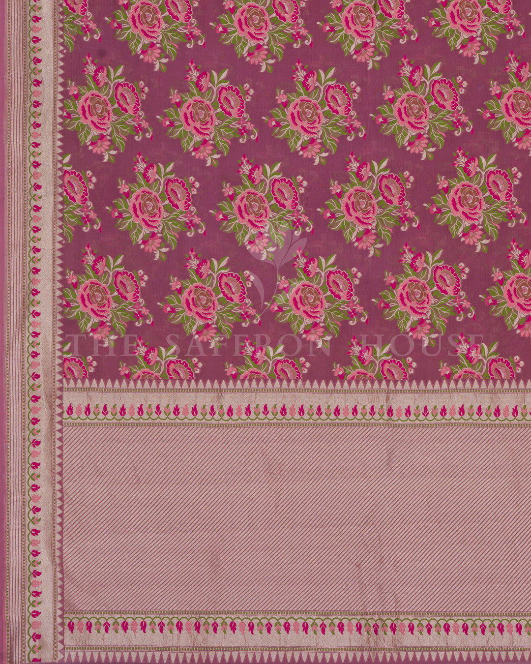 Tea Rose Pink Handwoven Khaddi Georgette Banarasi Saree - TSH250520