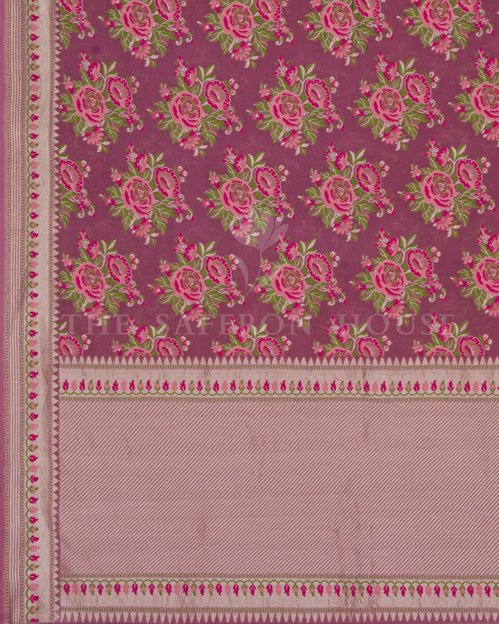 Tea Rose Pink Handwoven Khaddi Georgette Banarasi Saree - TSH250520