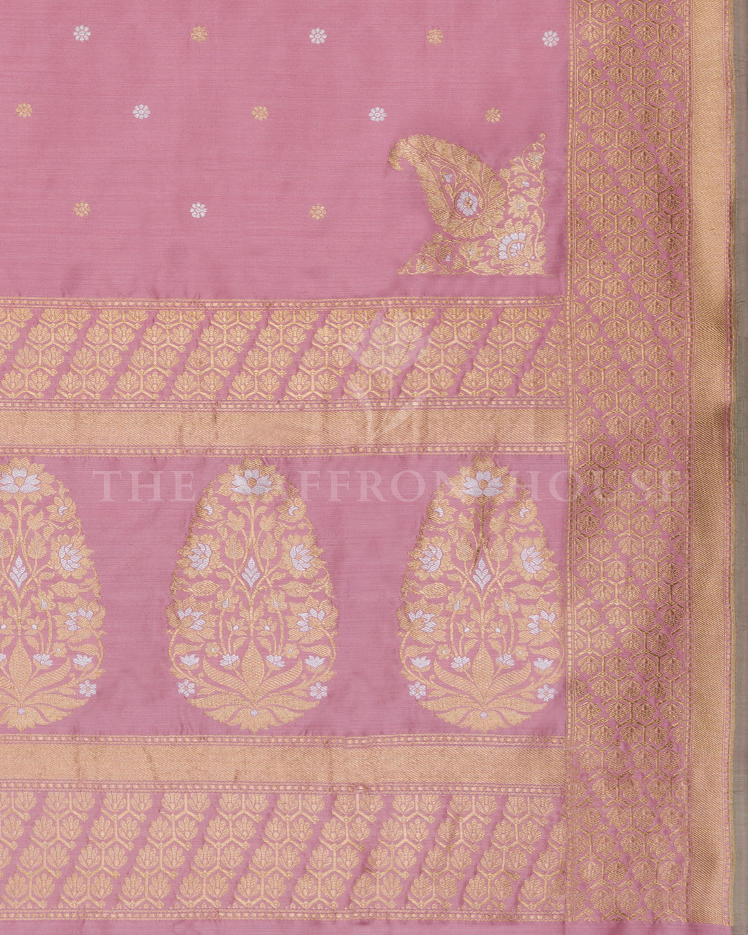 Rosewood Pink Handwoven Katan Banarasi Saree - TSH000033
