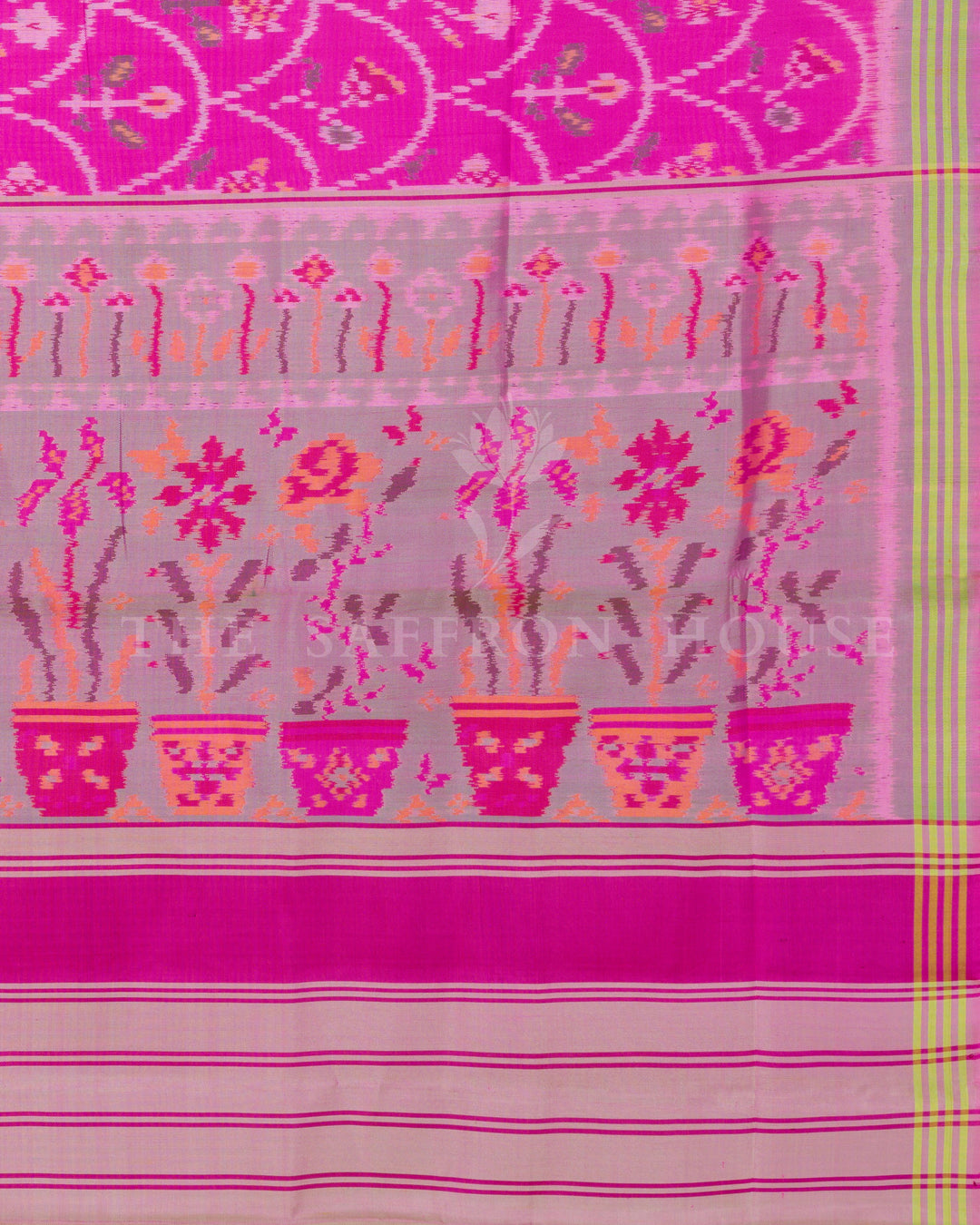 Fuchsia Handwoven Single Ikat Patola Saree - TSH6016