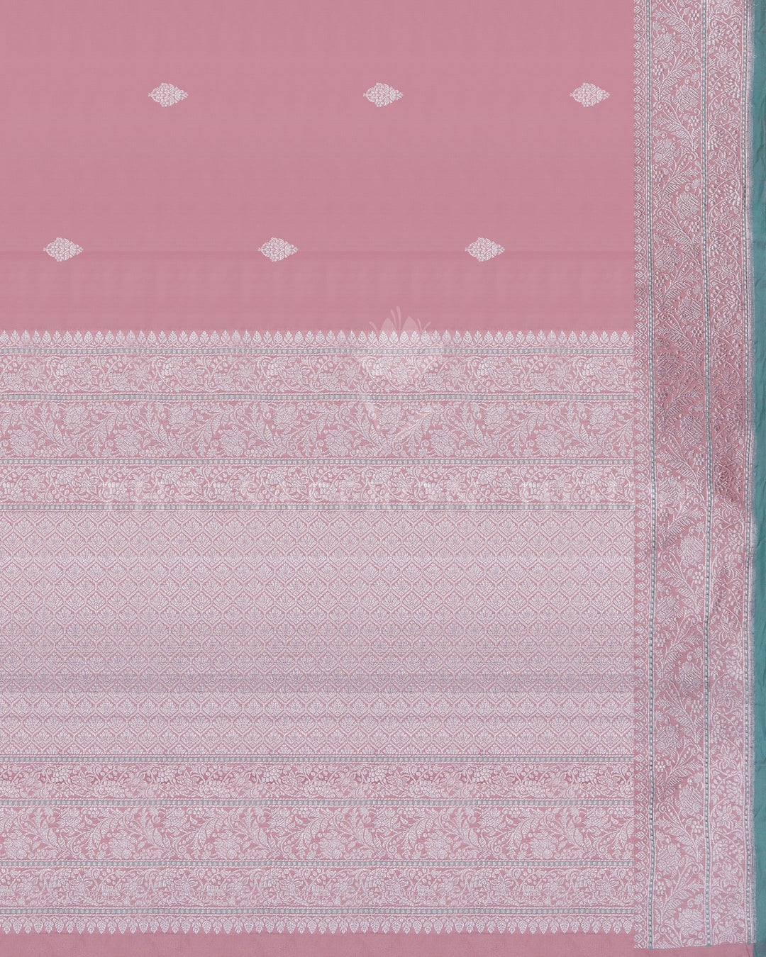 Rose Pink And Mint Handwoven Ek-Tar Banarasi Saree - TSH250362