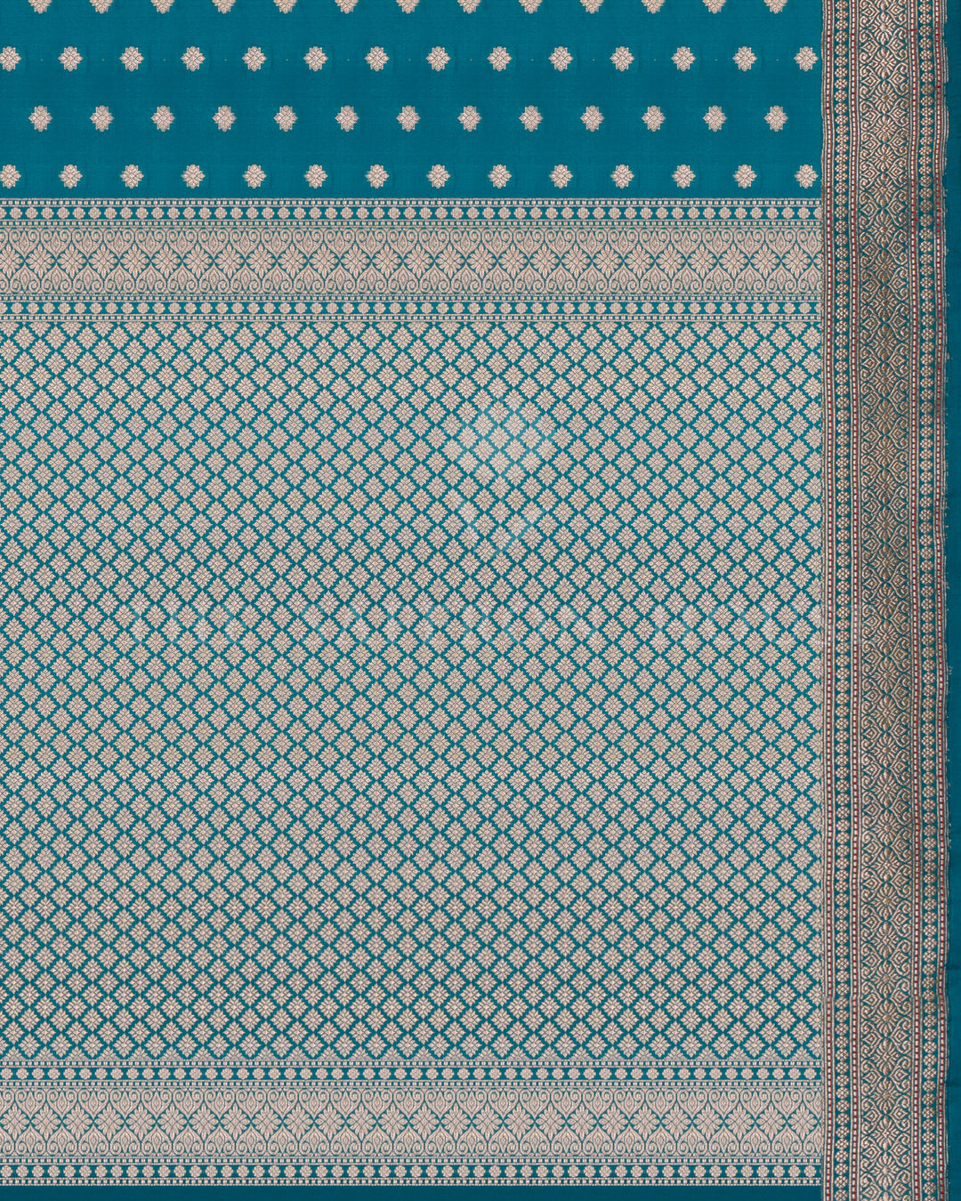 Teal Handwoven Ektara Silk Banarasi Saree - TSH000047