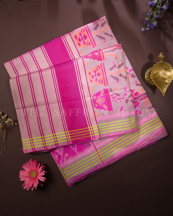 Fuchsia Handwoven Single Ikat Patola Saree - TSH6016