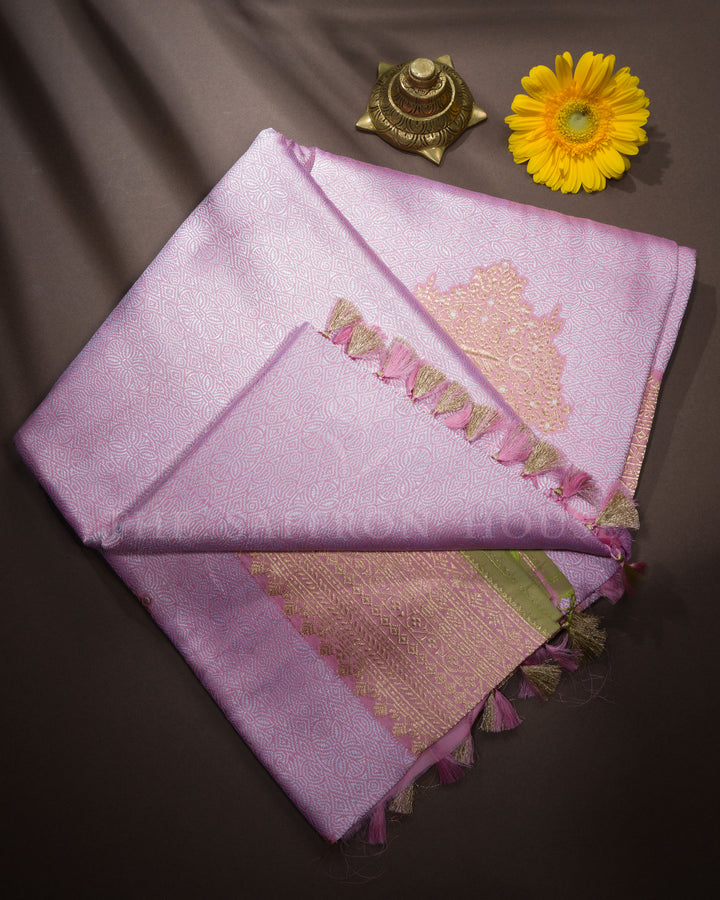 Baby Pink Handwoven Banaras Silk Saree - TSH2506178
