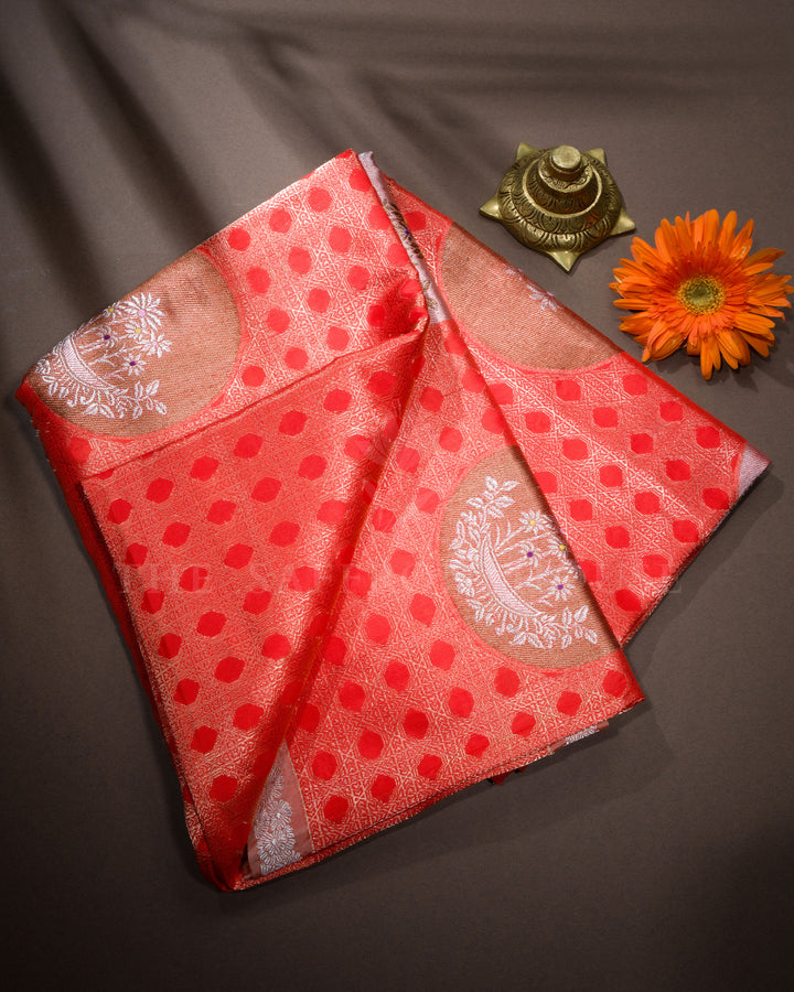 Orange Handwoven Banaras Silk Saree - TSH2506164