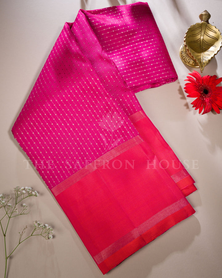 Handloom Kanjivaram Silk Saree in Rani Pink And Fuchsia Pink - TSH250185