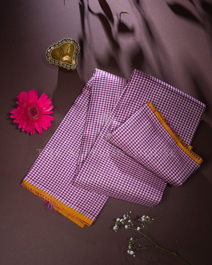 White And Purple Handwoven Kanjivaram Silk Saree - TSH250182