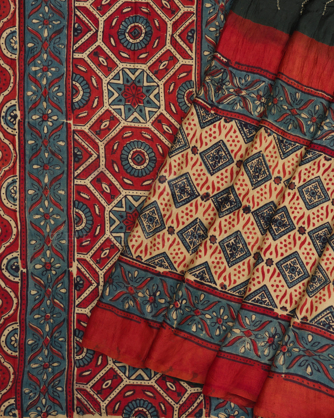 Olive Green And Maroonish Red Bandhini Modal Silk Saree - TSH2506004