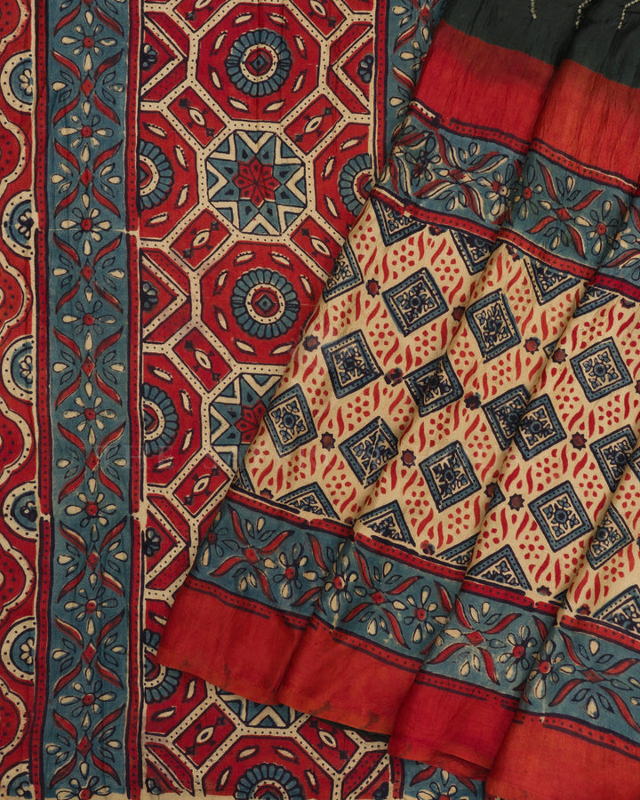 Olive Green And Maroonish Red Bandhini Modal Silk Saree - TSH2506004