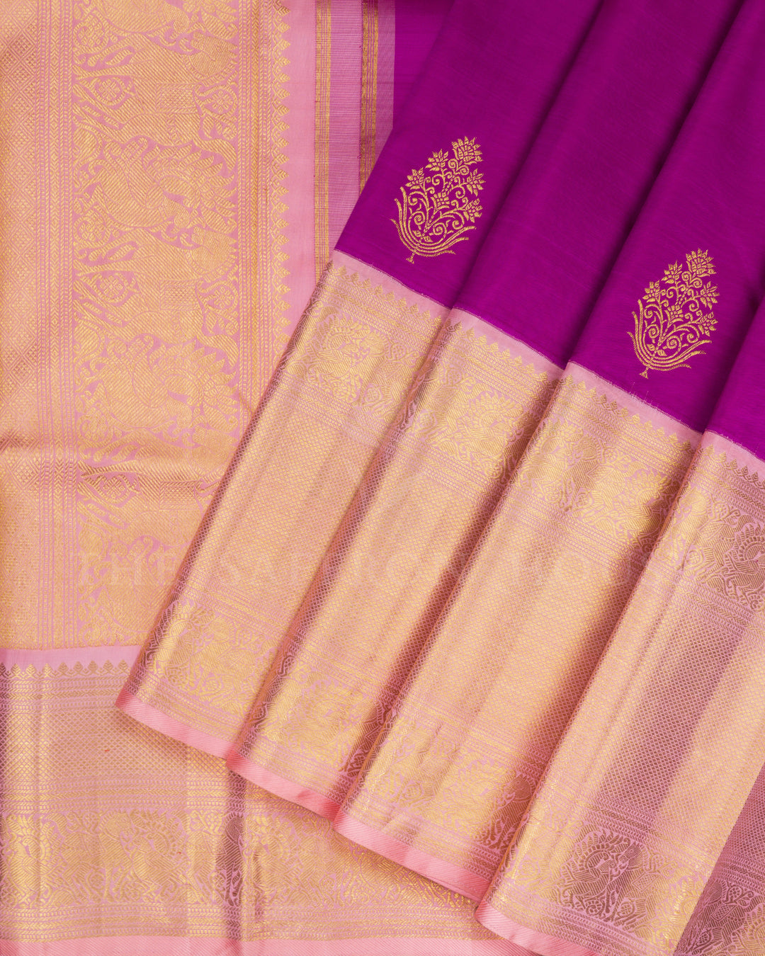 Magenta Handwoven Kanjivaram Silk Saree - TSH250395