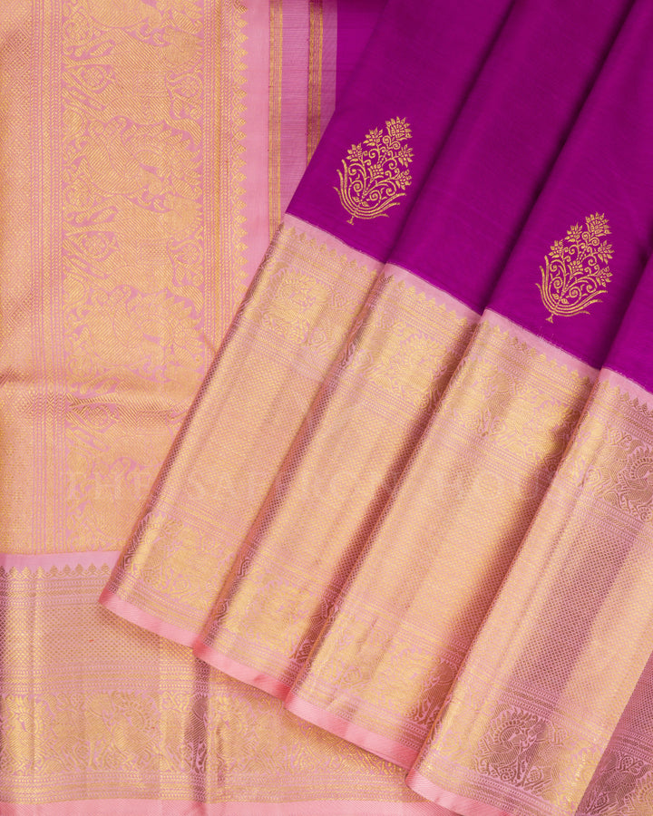 Magenta Handwoven Kanjivaram Silk Saree - TSH250395
