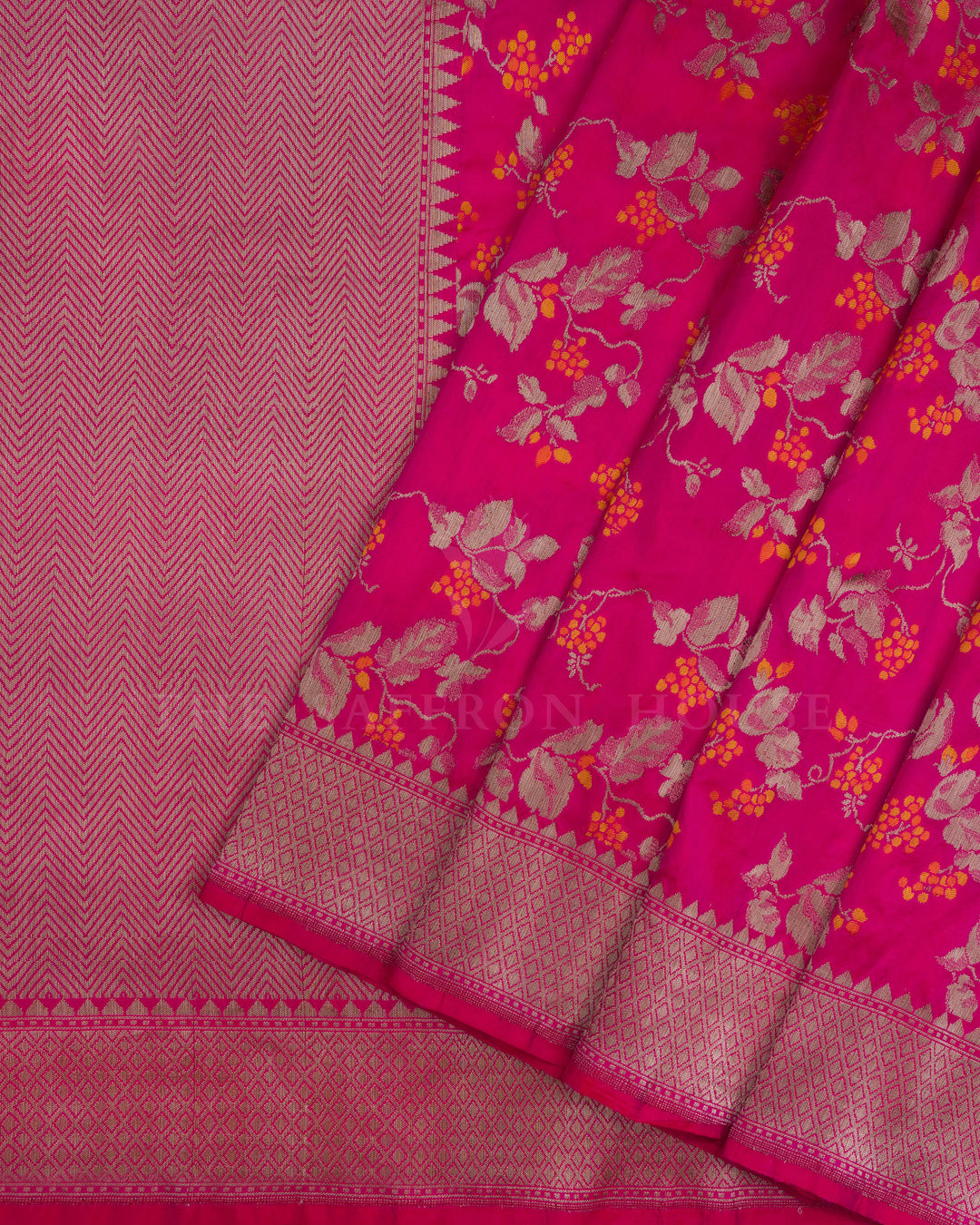 Rani Pink Handwoven Banarasi Silk Saree - TSH846009