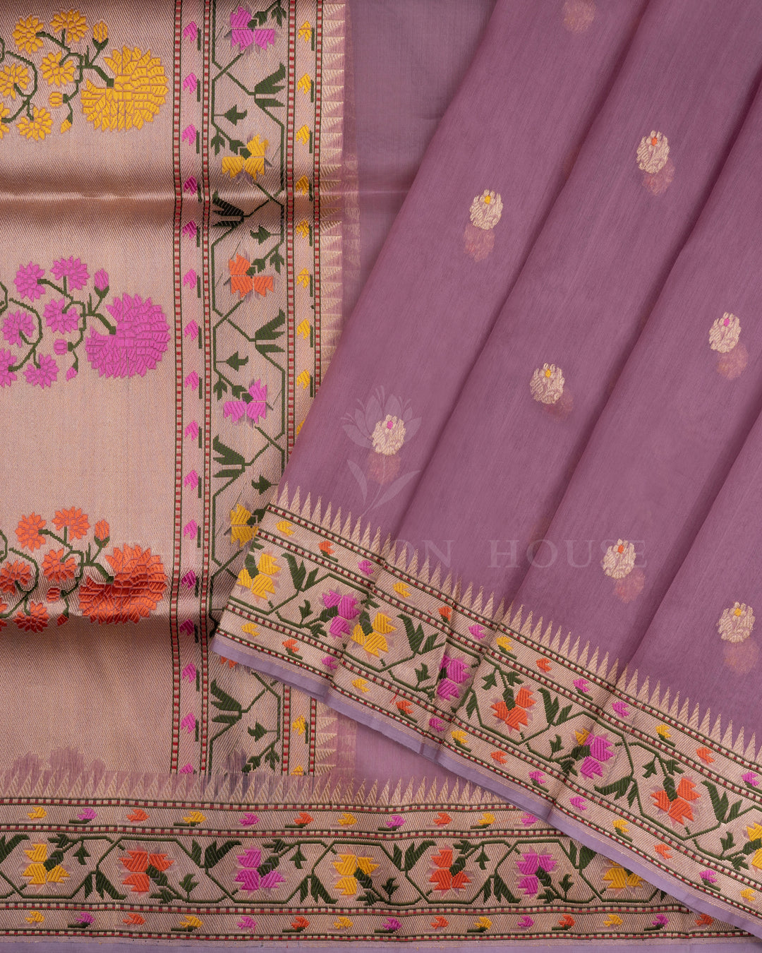 Light Lavender Handwoven Organza Banarasi Saree - TSH110076