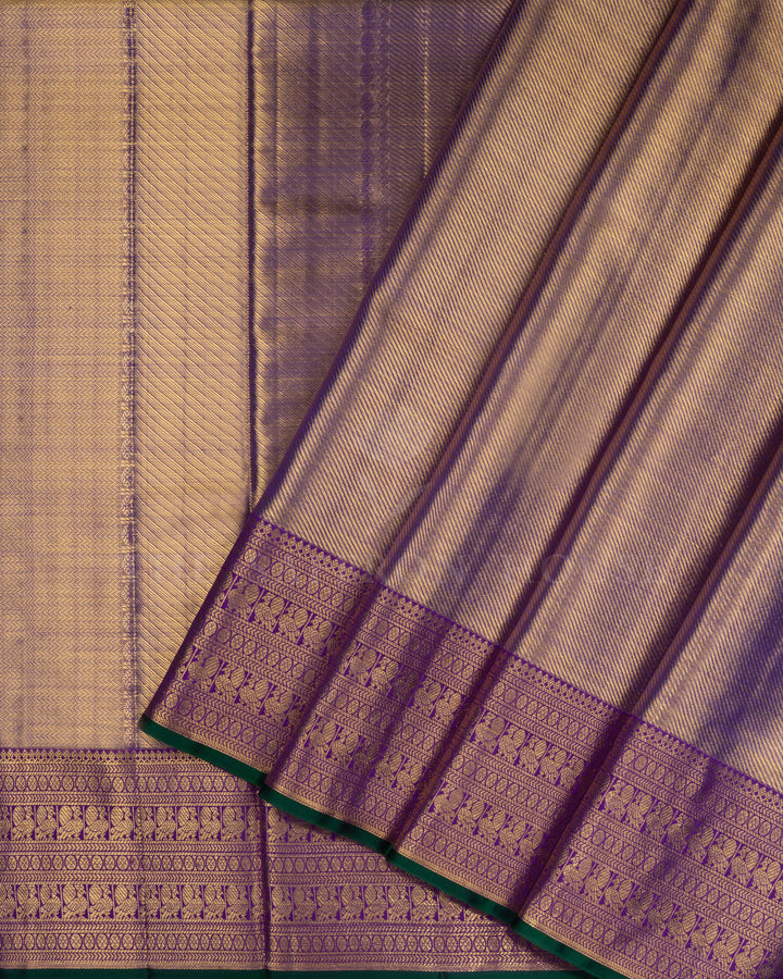 Purple And Gold Handwoven Kanjivaram Silk Tissue Saree - TSH2506047