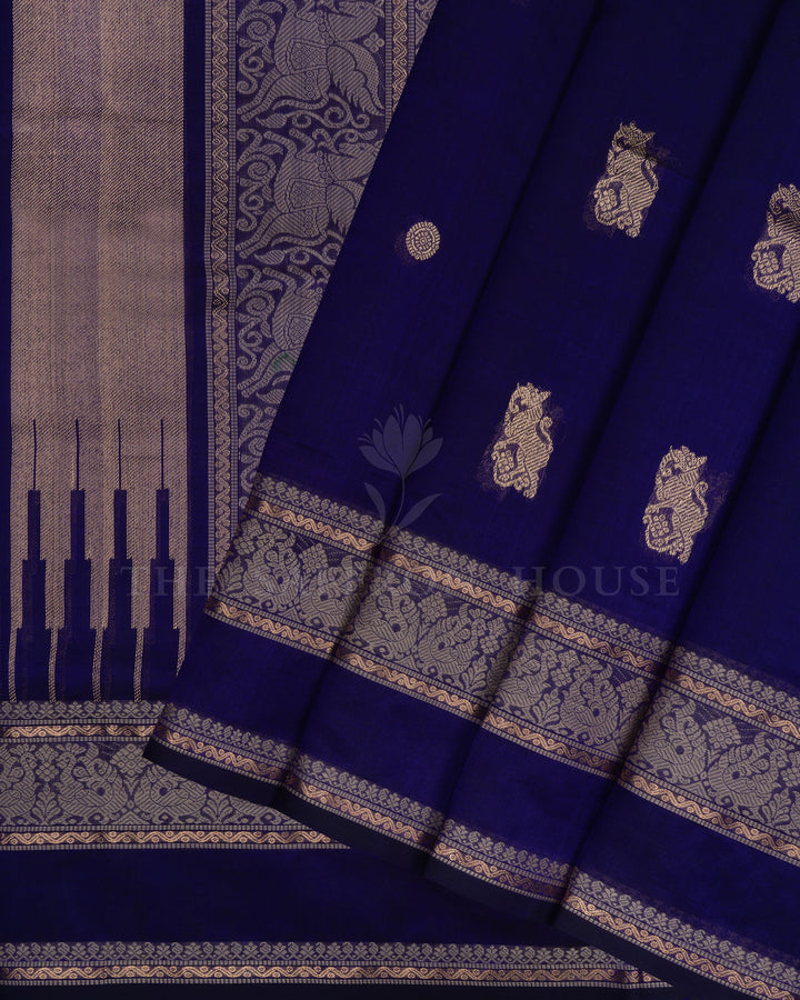 Dark Violet Blue Cotton Silk Saree - TSH110034