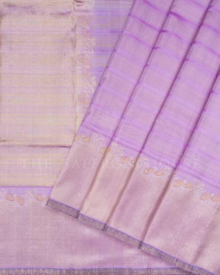 Lilac Handwoven Kanjivaram Silk Saree - TSH250024