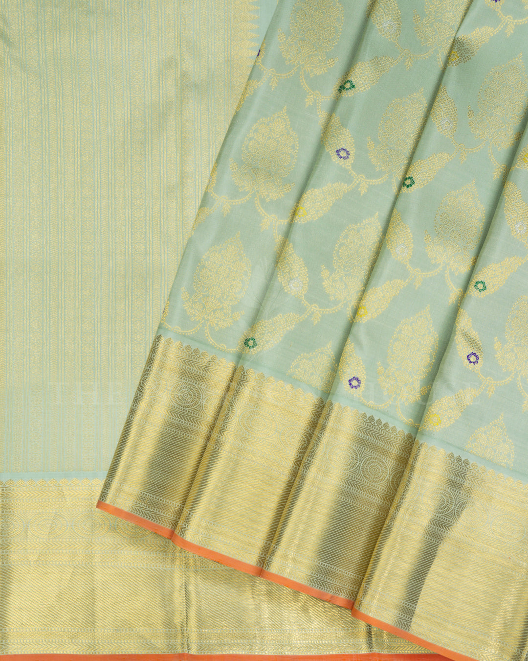 Pastel Mint Green Handwoven Kanjivaram Silk Saree - TSH2506119