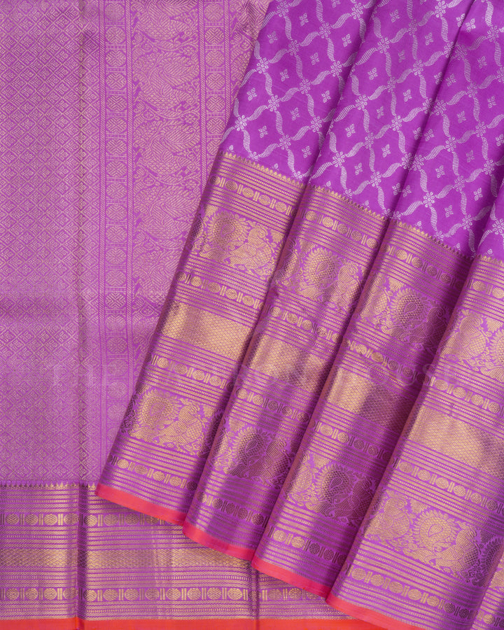 Lavender Handwoven Kanjivaram Silk Saree - TSH2506104