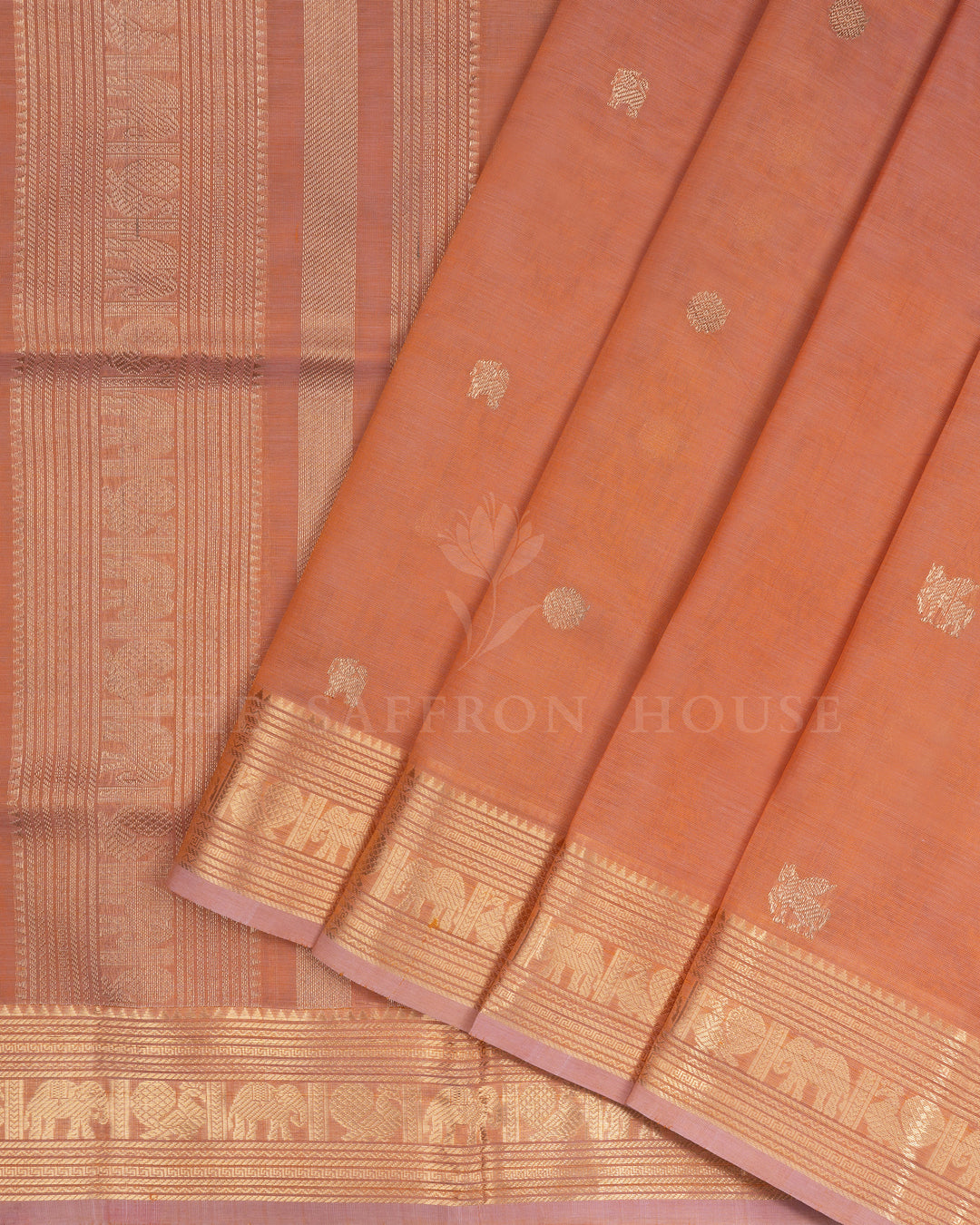 Peach Cotton Silk Saree - TSH110029