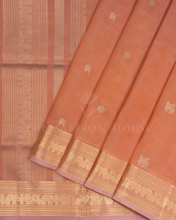 Peach Cotton Silk Saree - TSH110029