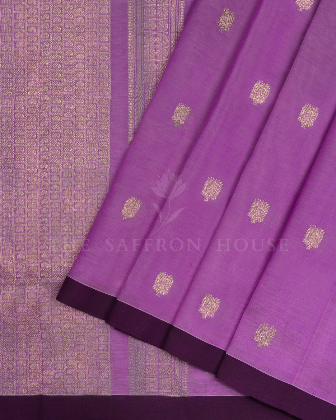 Lavender And Wine Cotton Silk Saree - TSH110022