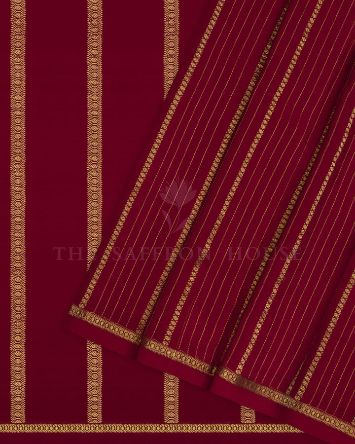 Maroon Pure Zari Mysore Silk Saree - TSH2506098