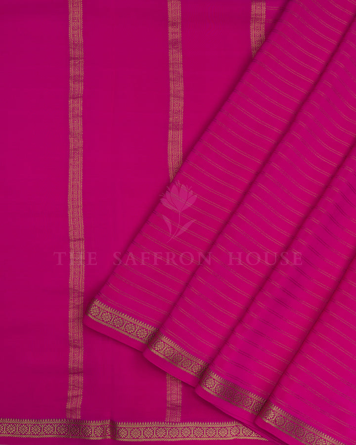 Bright Rani Pink Pure Zari Mysore Silk Saree - TSH2506147