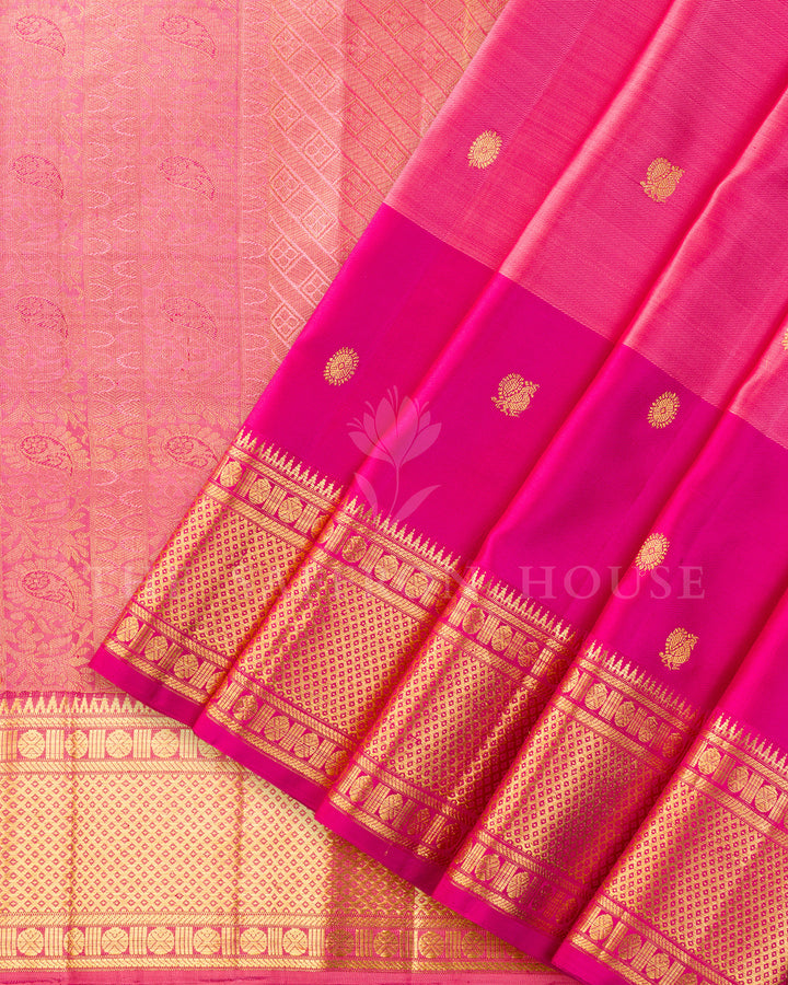 Pink Twill Kanchivaram Silk Saree