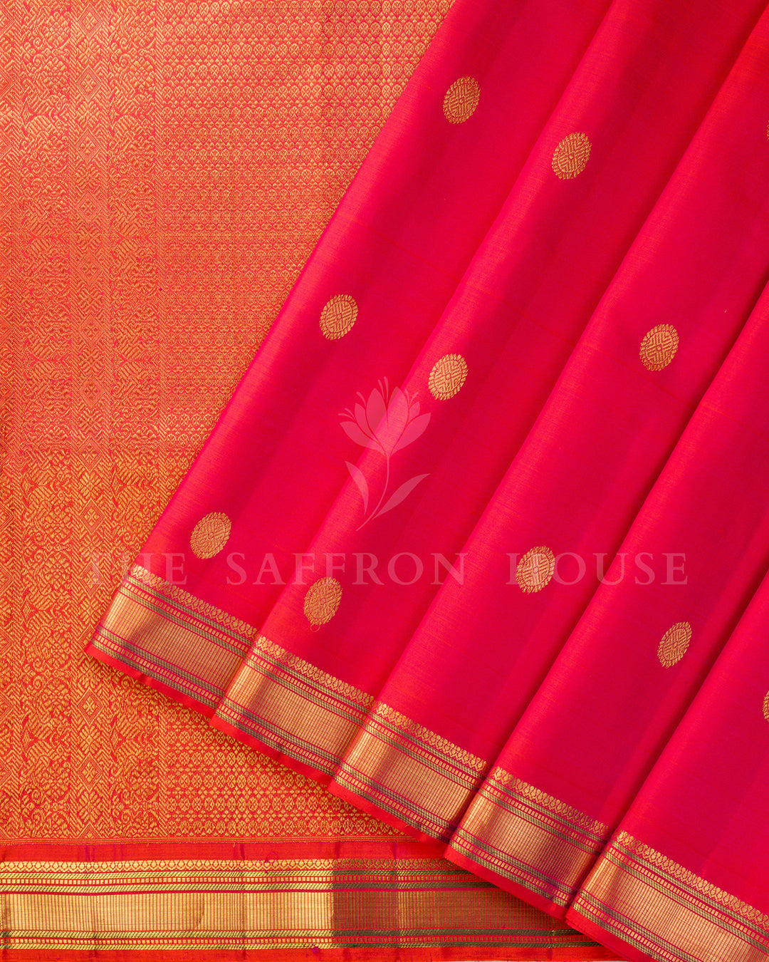 Dual Tone Rani Pink Kanchivaram Silk Saree
