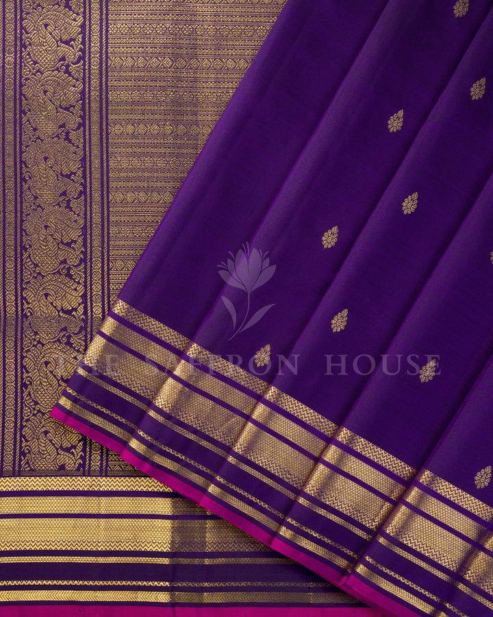 Purple Kanchivaram Silk Saree – view 5