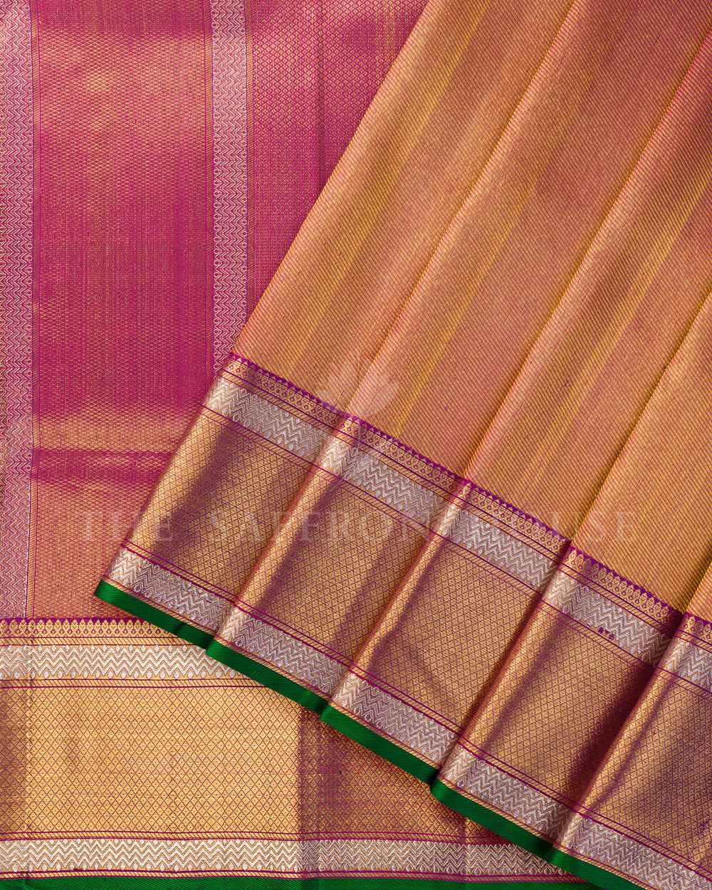 Magenta Pink Kanchivaram Tissue Silk Saree – view 2