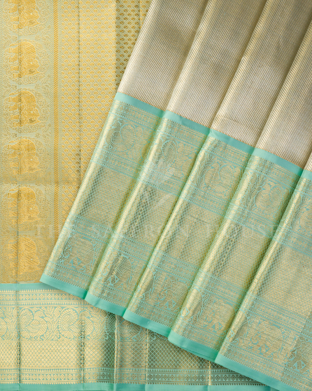 Cream Tissue Brocade Kanchivaram Silk Saree